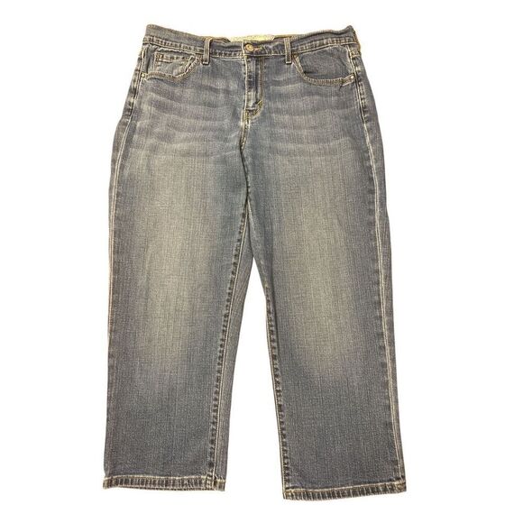 Levi's Women's Vintage Capri Mid Rise Stretch Red Tab 5 Pocket Blue Jeans Sz 12 - Picture 2 of 9